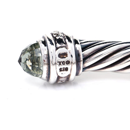David Yurman Sterling Silver Diamond Prasiolite 7mm Cable Classics Bracelet 4 of 4