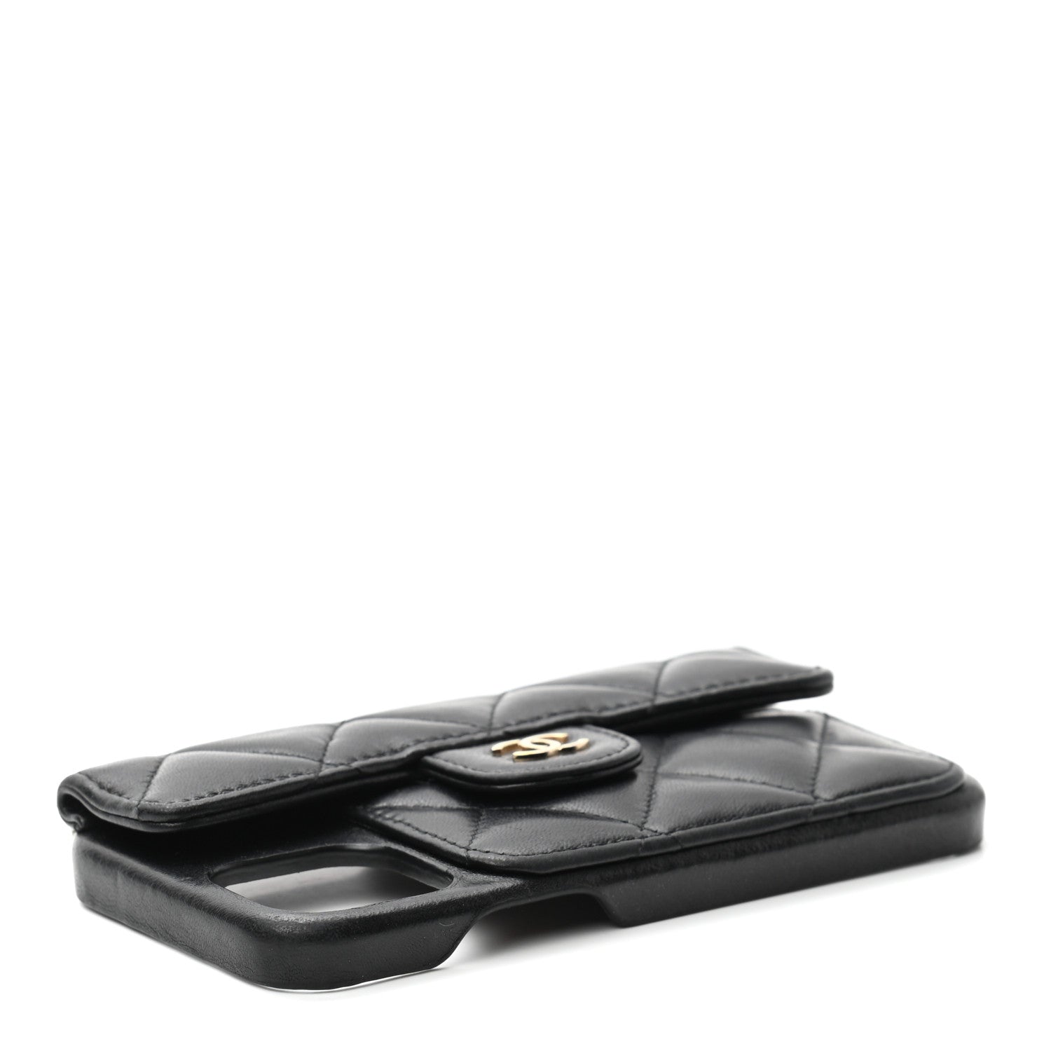 Chanel Lambskin Quilted Pearl Crush iPhone XII Pro Holder With Chain Black 4 of 9