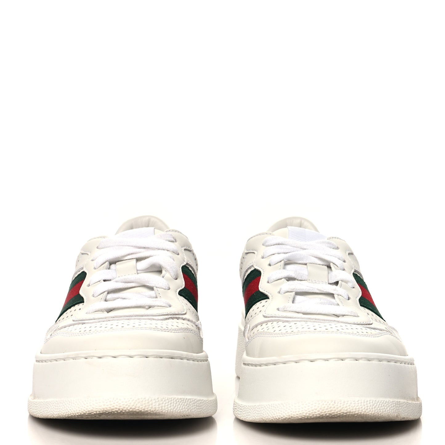 Calfskin Web Perforated Womens Platform 55mm Sneakers 37 White Bright Splash