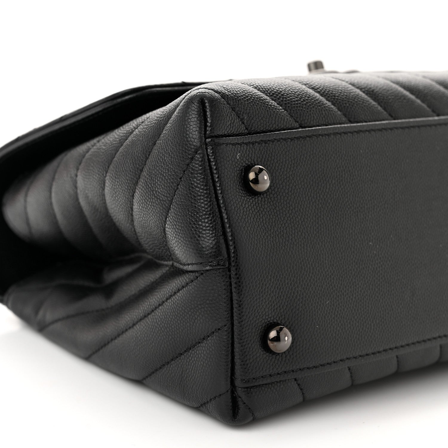 Chanel Caviar Chevron Quilted Small Coco Handle Flap So Black 9 of 10