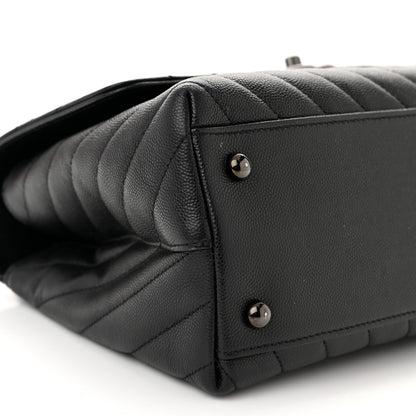 Chanel Caviar Chevron Quilted Small Coco Handle Flap So Black 9 of 10