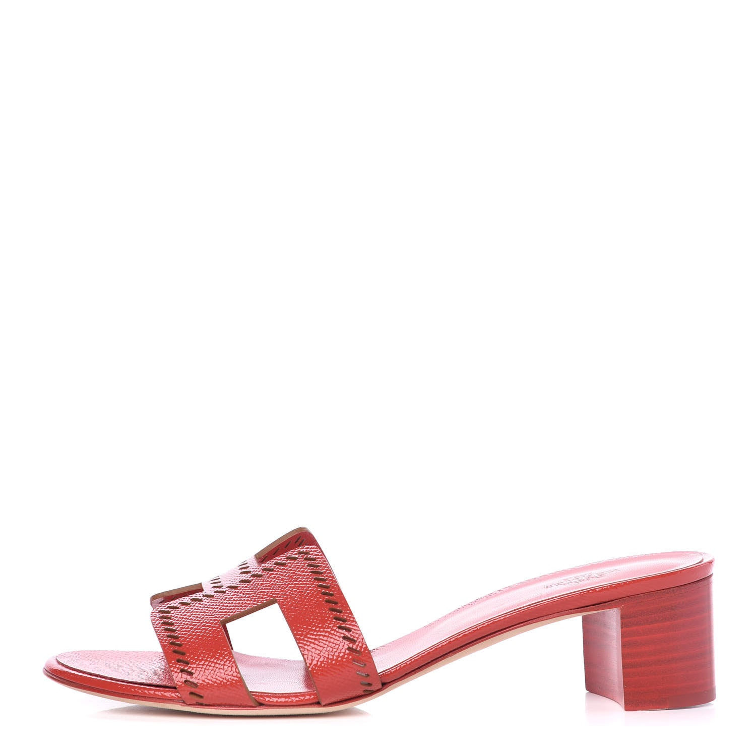 Hermes Patent Epsom Perforated Oasis Sandals 39 Pavot 1 of 8