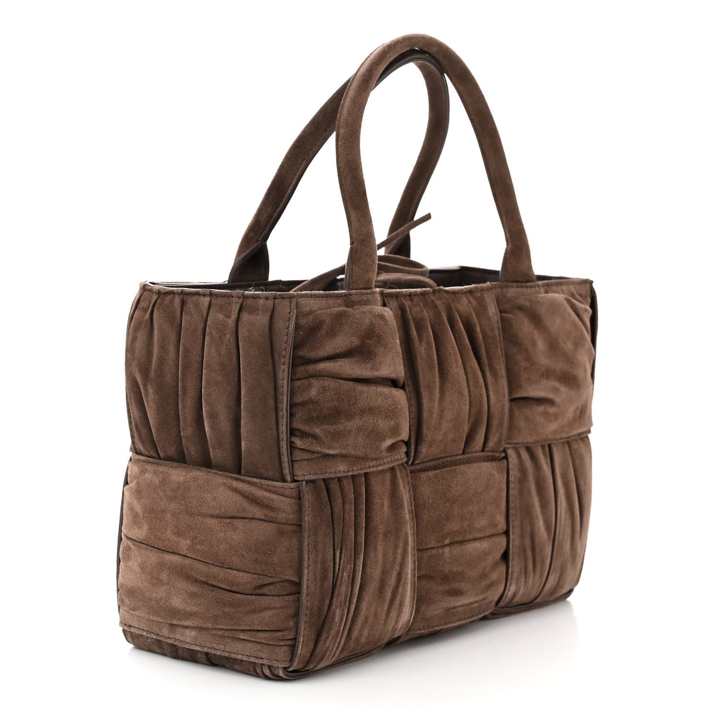 Suede Foulard Intrecciato Small Arco Tote Brownie