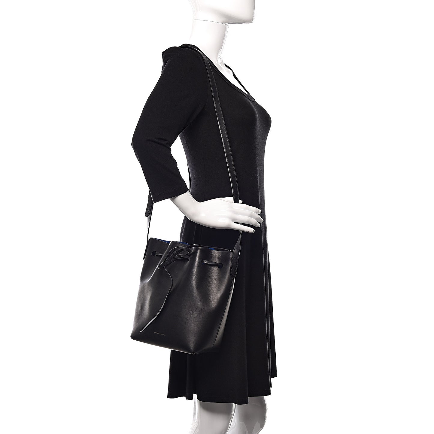 Calfskin Mini Bucket Bag Black Royal Blu