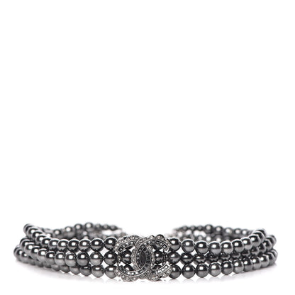 Chanel Ruthenium Beaded Crystal CC Chain Choker Necklace Grey 1 of 6