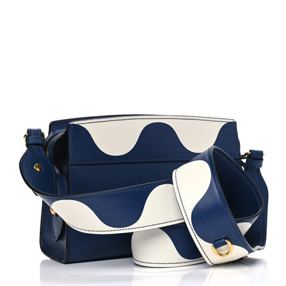 Prada City Calfskin Saffiano Esplanade Crossbody Bag White Blue 2 of 4
