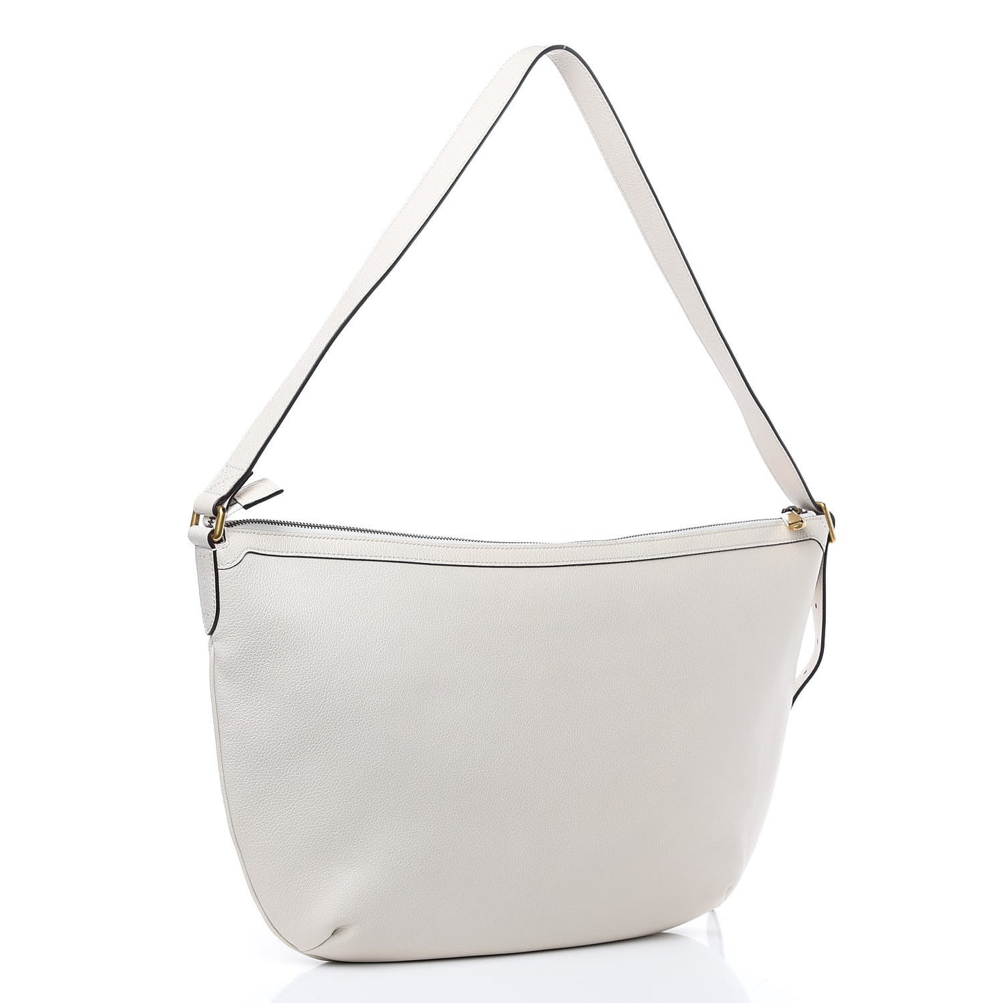 Grained Calfskin Logo Half Moon Hobo White
