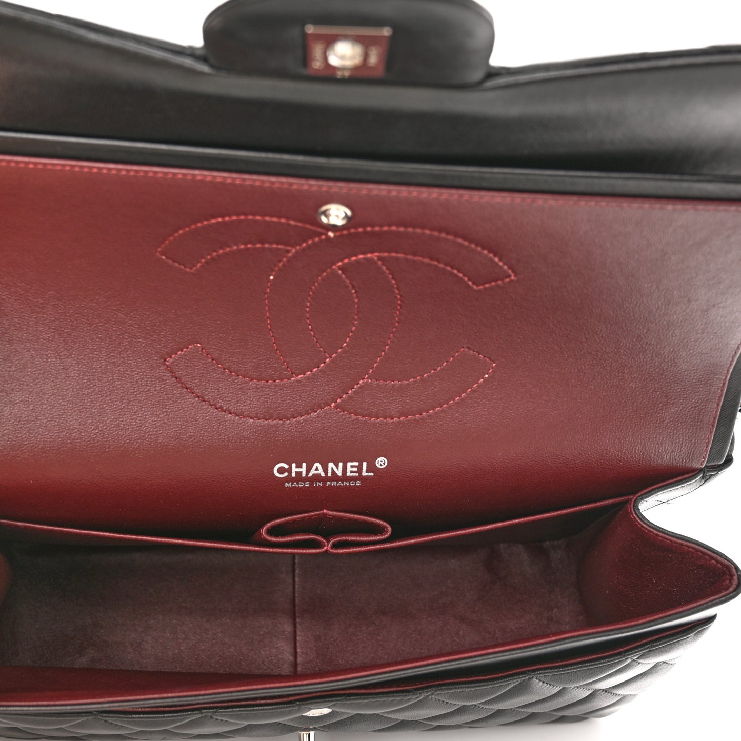 Lambskin Quilted Jumbo Double Flap Black