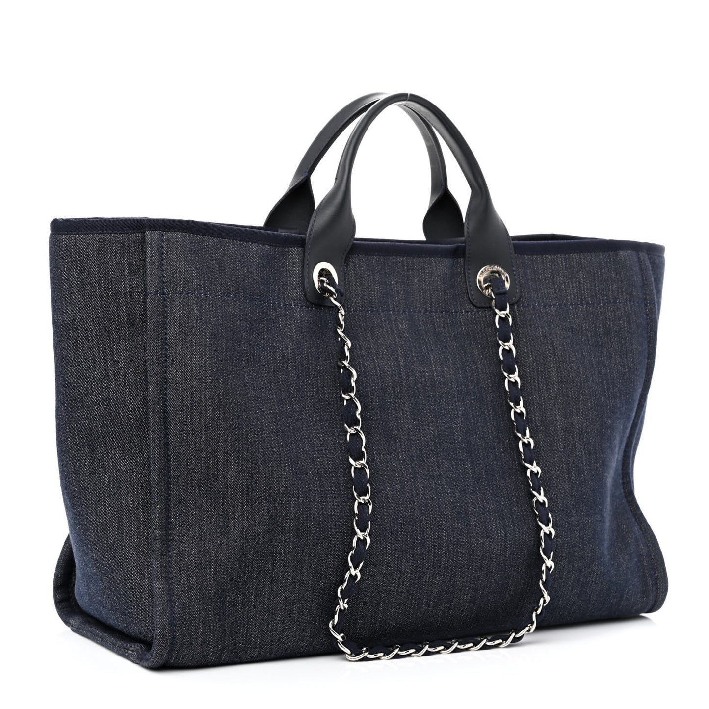 Denim Large Deauville Tote Blue Orange