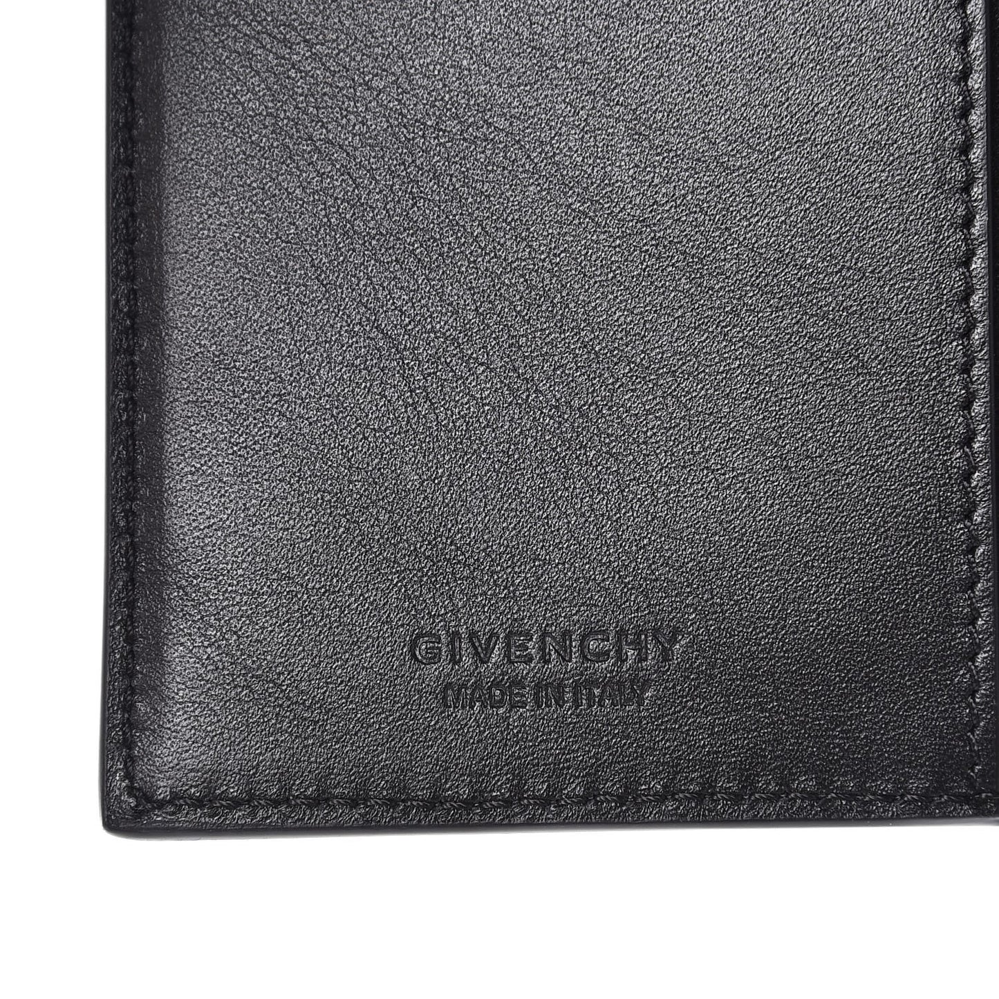 Calfskin Logo Folding Card Holder Black