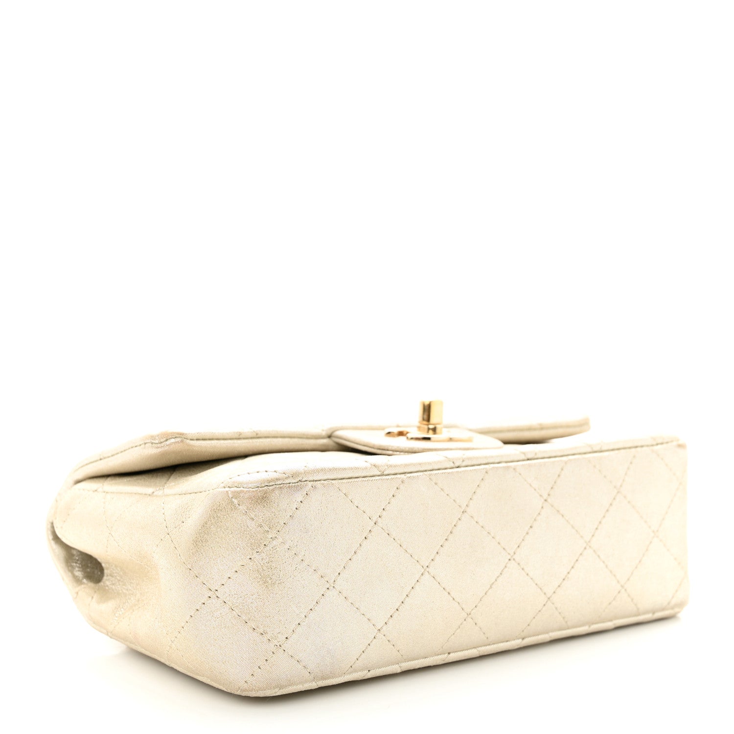 Chanel Iridescent Calfskin Quilted Mini Rectangular Flap Light Gold 4 of 12