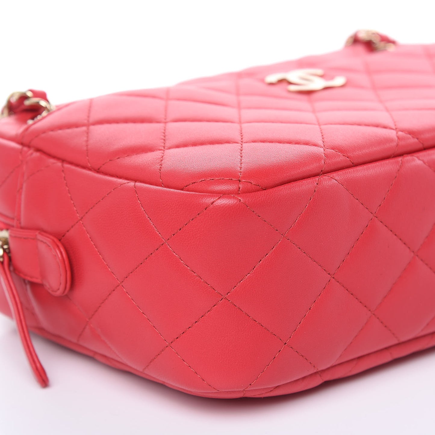 Lambskin Quilted Camera Case Dark Pink