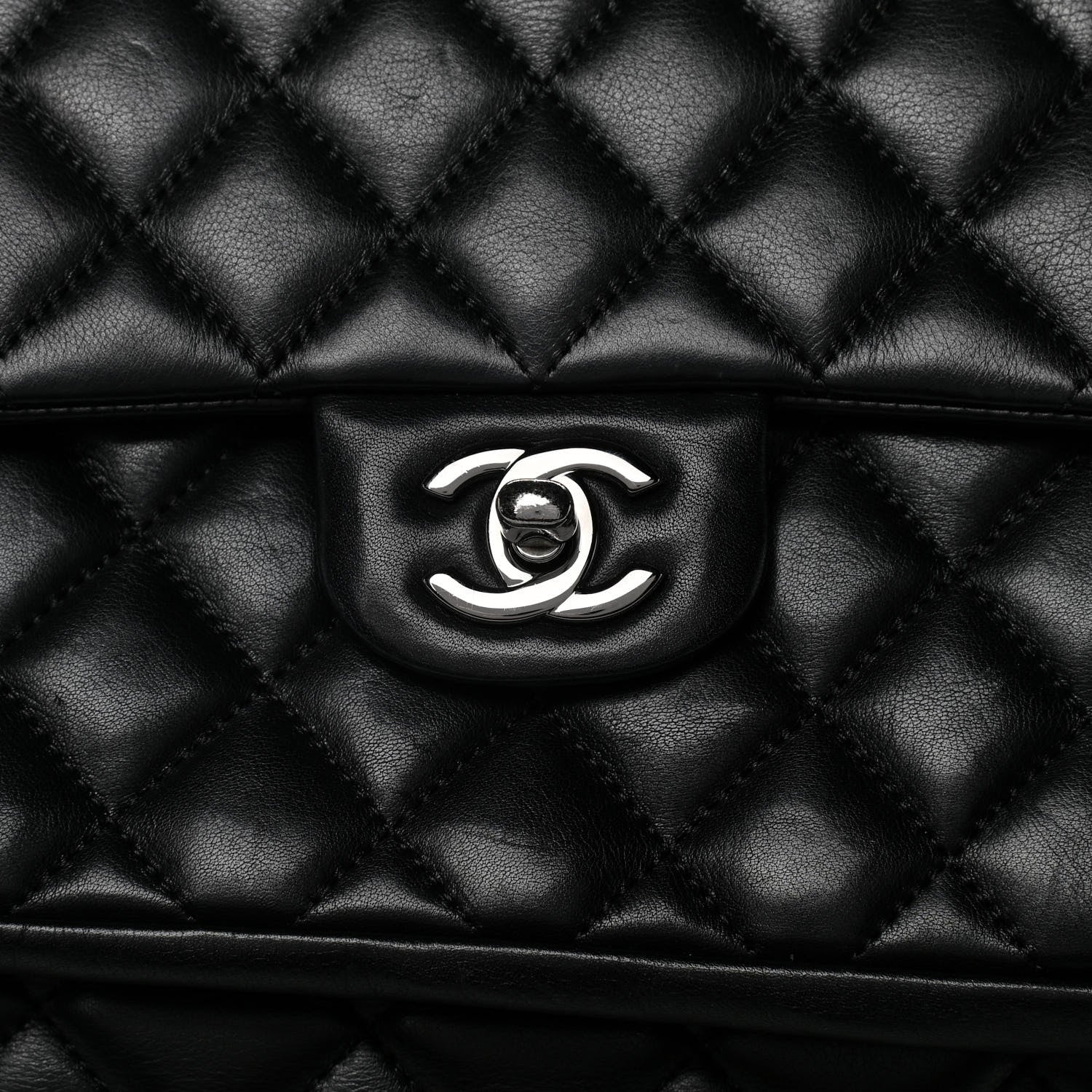 Chanel Lambskin Quilted Front Flap Tote Black 8 of 11