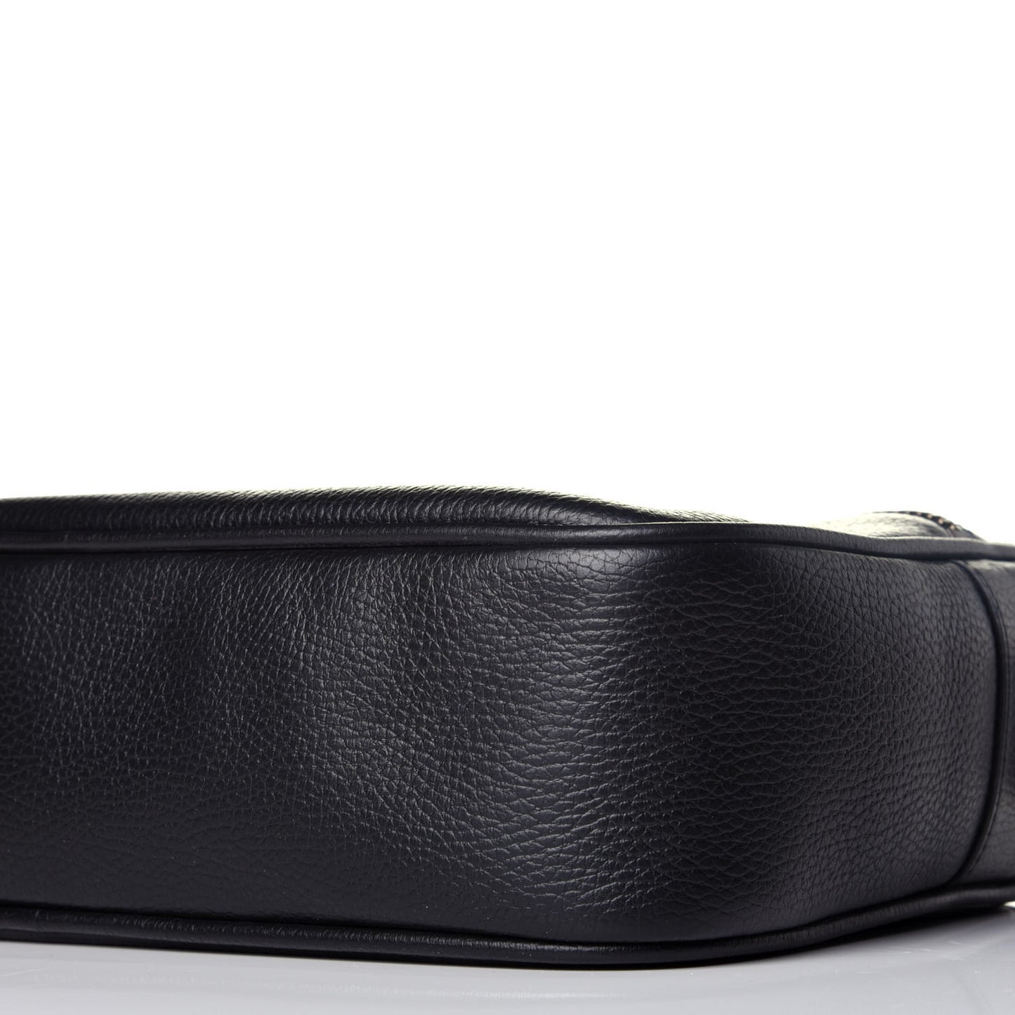 Pebbled Calfskin Logo Messenger Bag Black
