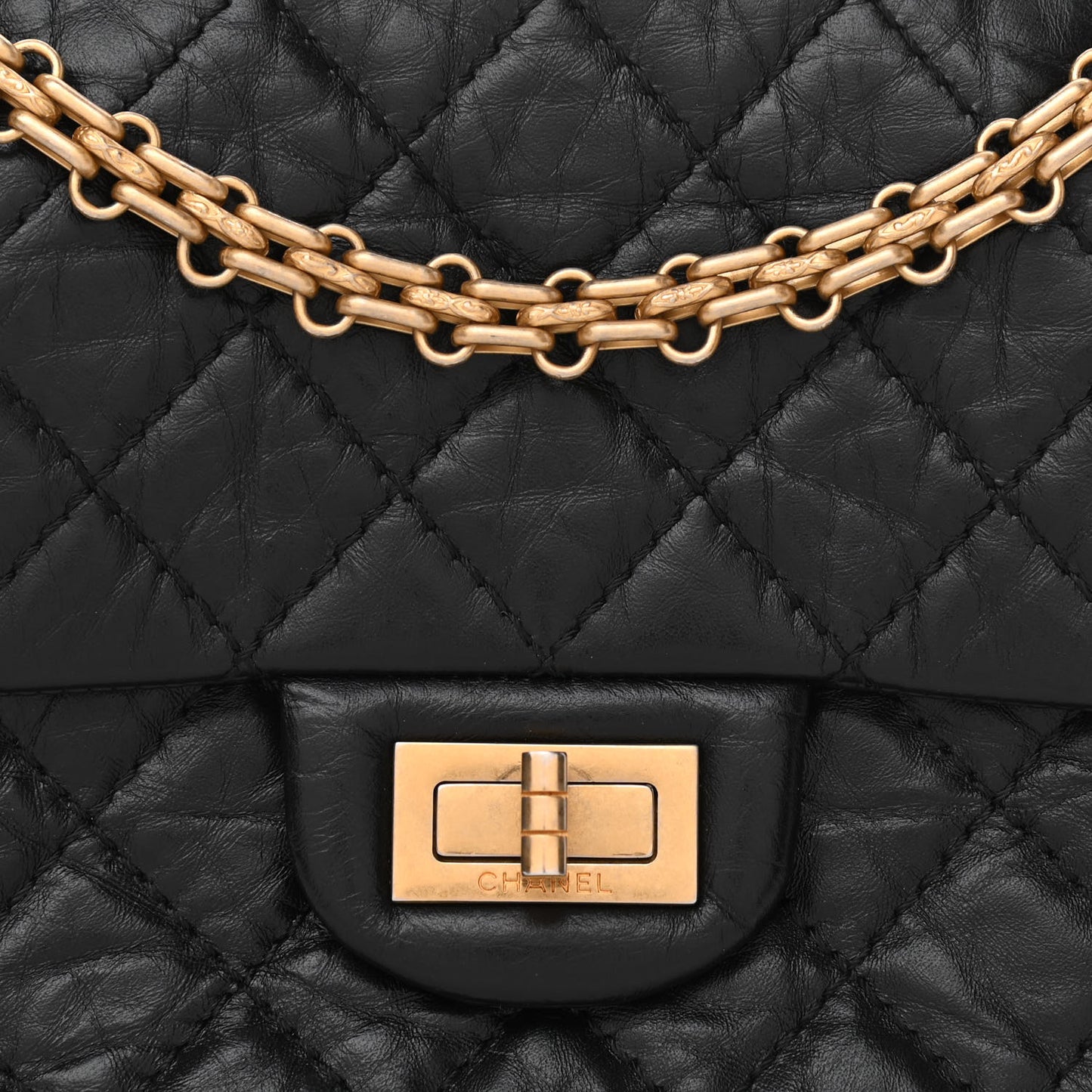 Aged Calfskin Quilted 2.55 Reissue Mini Flap Black