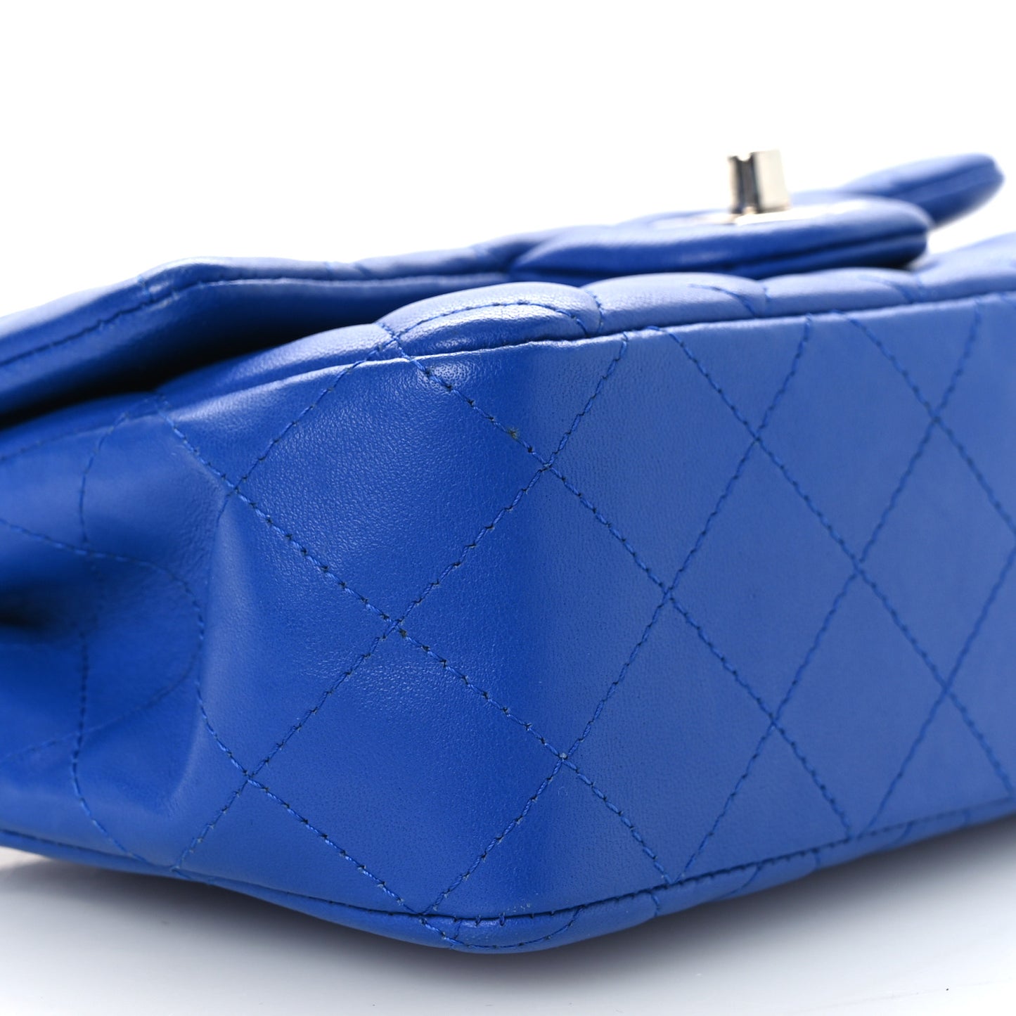 Lambskin Quilted Mini Rectangular Flap Blue