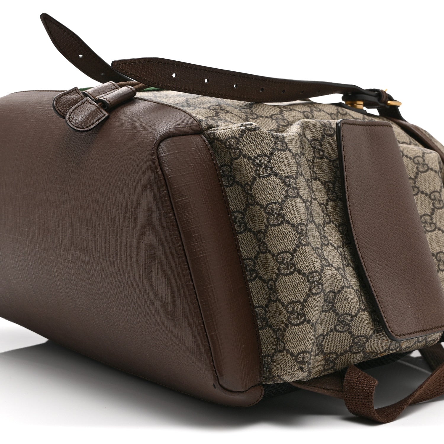 Gucci GG Supreme Monogram Medium Ophidia Double Buckle Backpack Brown 10 of 11