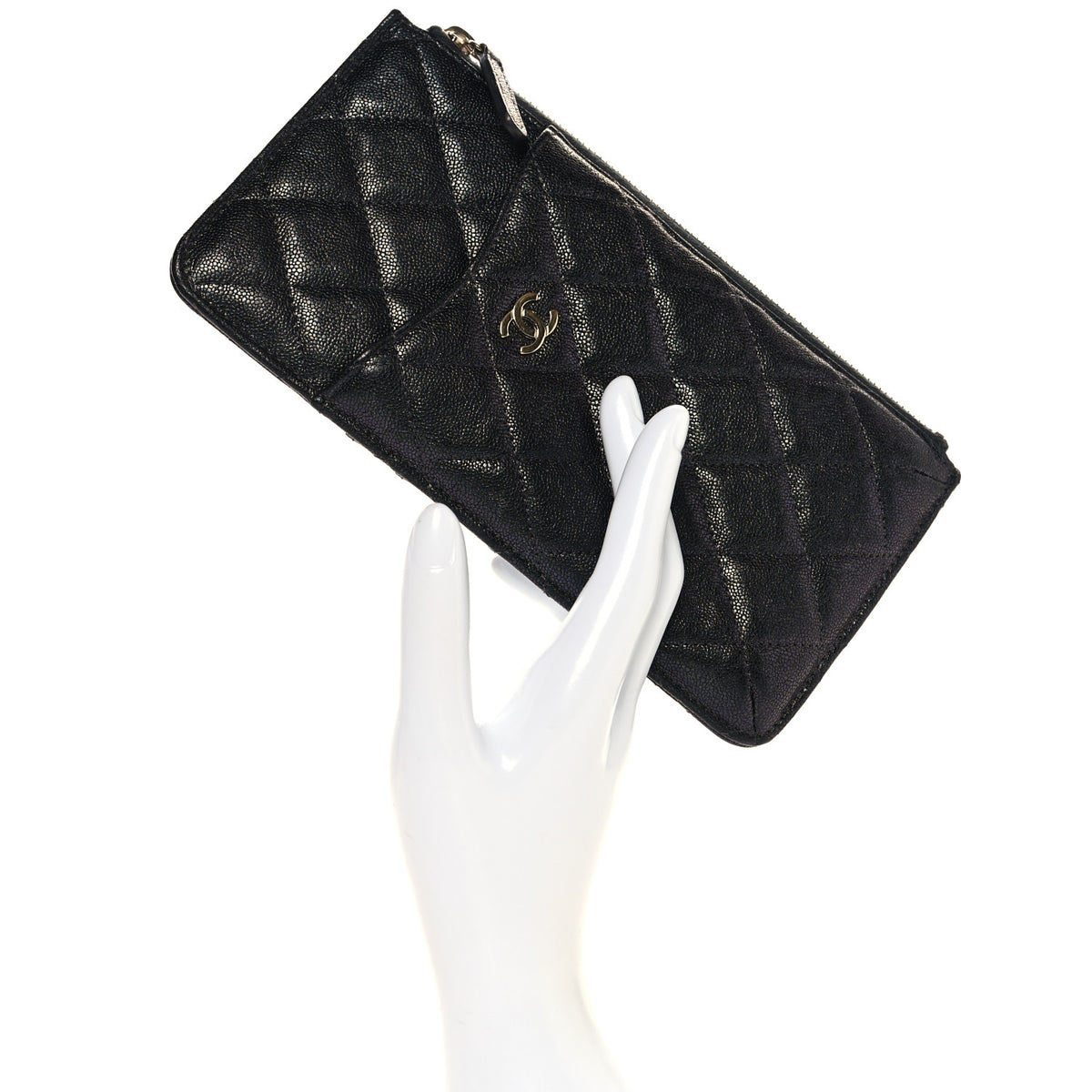 Chanel Iridescent Caviar Quilted Classic iPhone Pouch Black 2 of 7