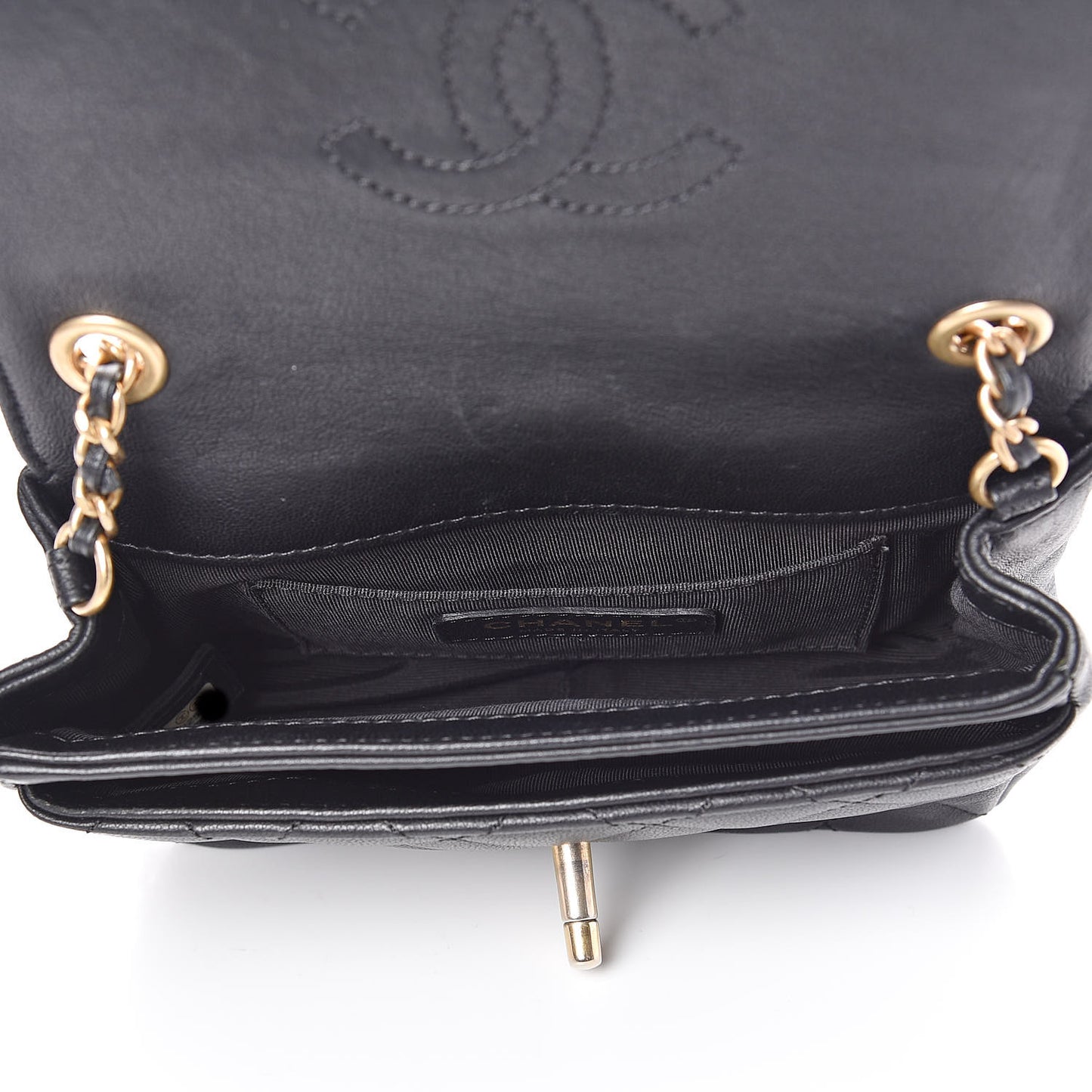 Lambskin Quilted Small Camellia Flower Flap Black