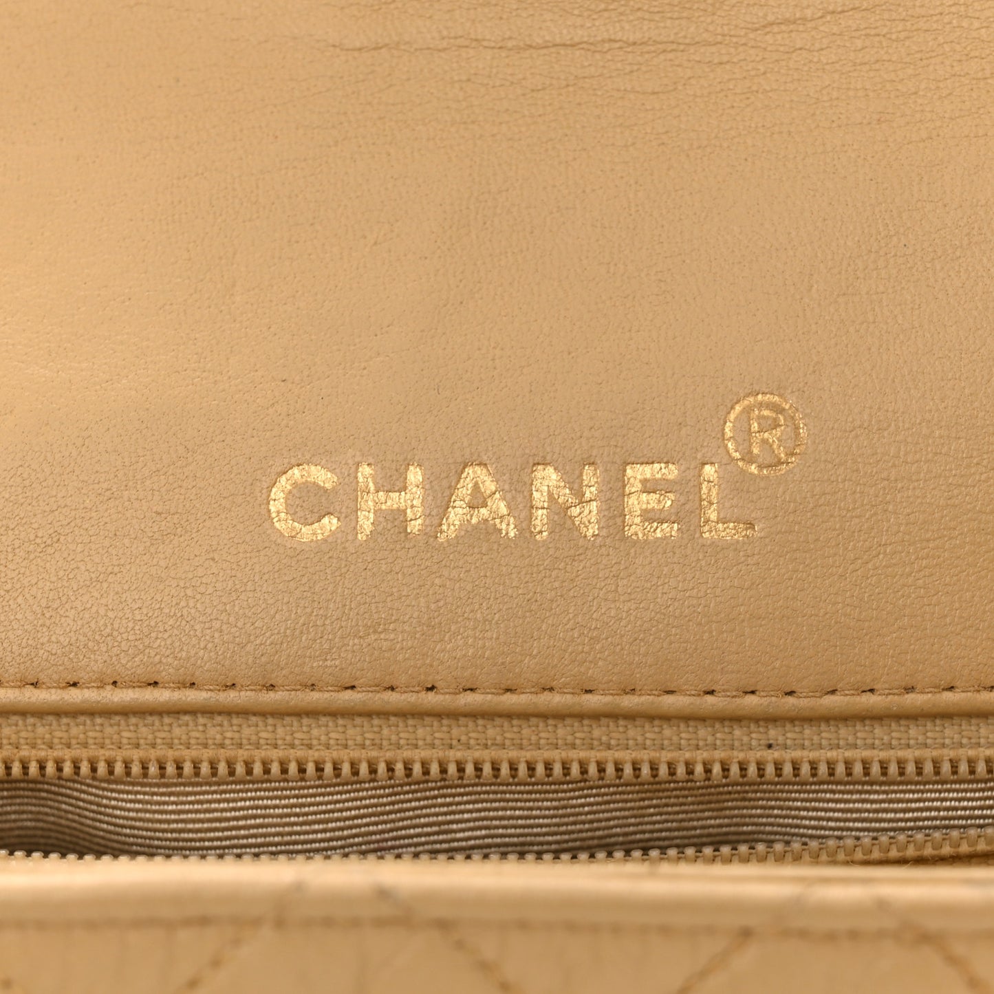 Lambskin Quilted Mini Square Flap Beige