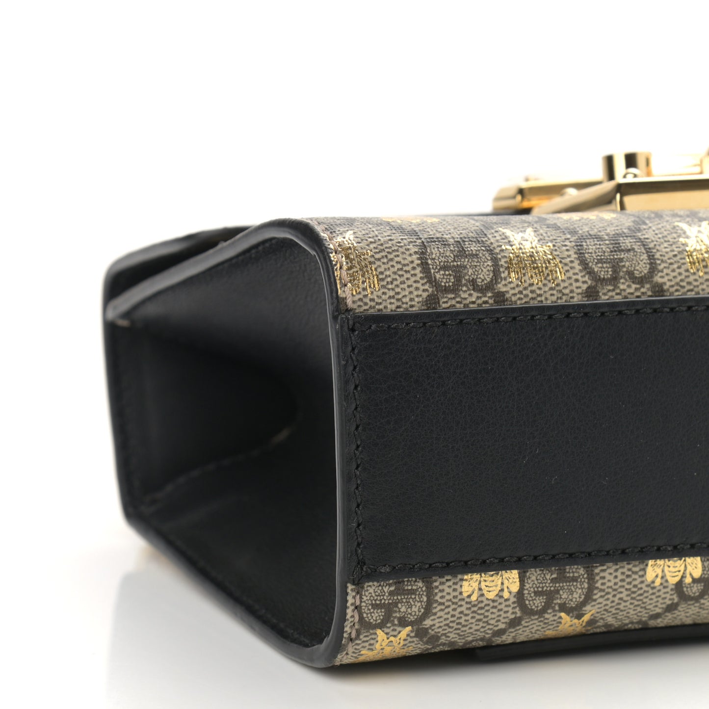 GG Supreme Monogram Bees Small Padlock Shoulder Bag Black