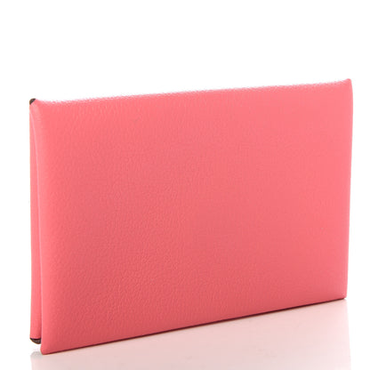 Hermes Evercolor Calvi Card Case Rose Azalee 3 of 7