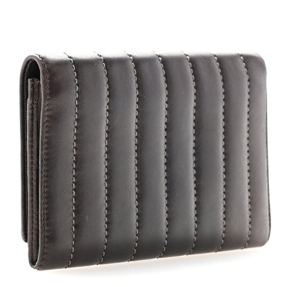 Chanel Lambskin Vertical Quilted Mademoiselle Compact Wallet Dark Brown 3 of 13
