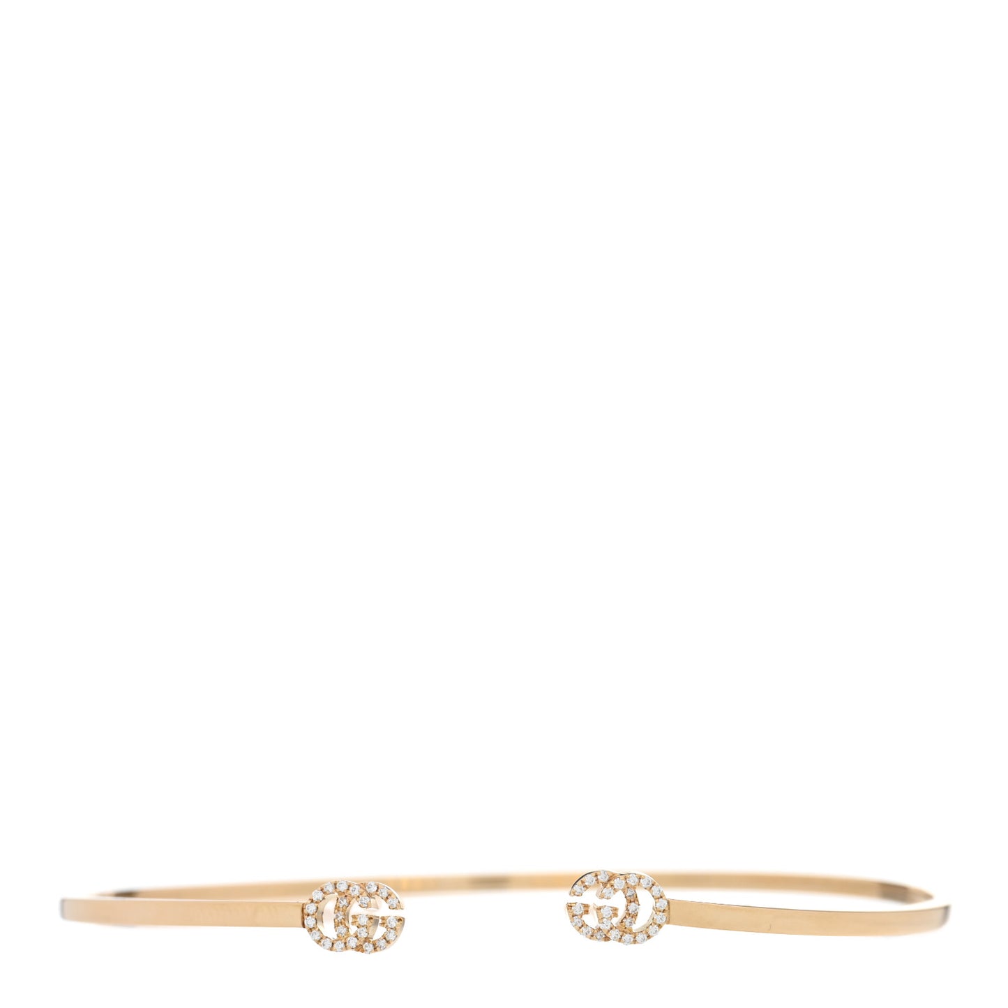 18K Yellow Gold Diamond GG Running Cuff Bracelet