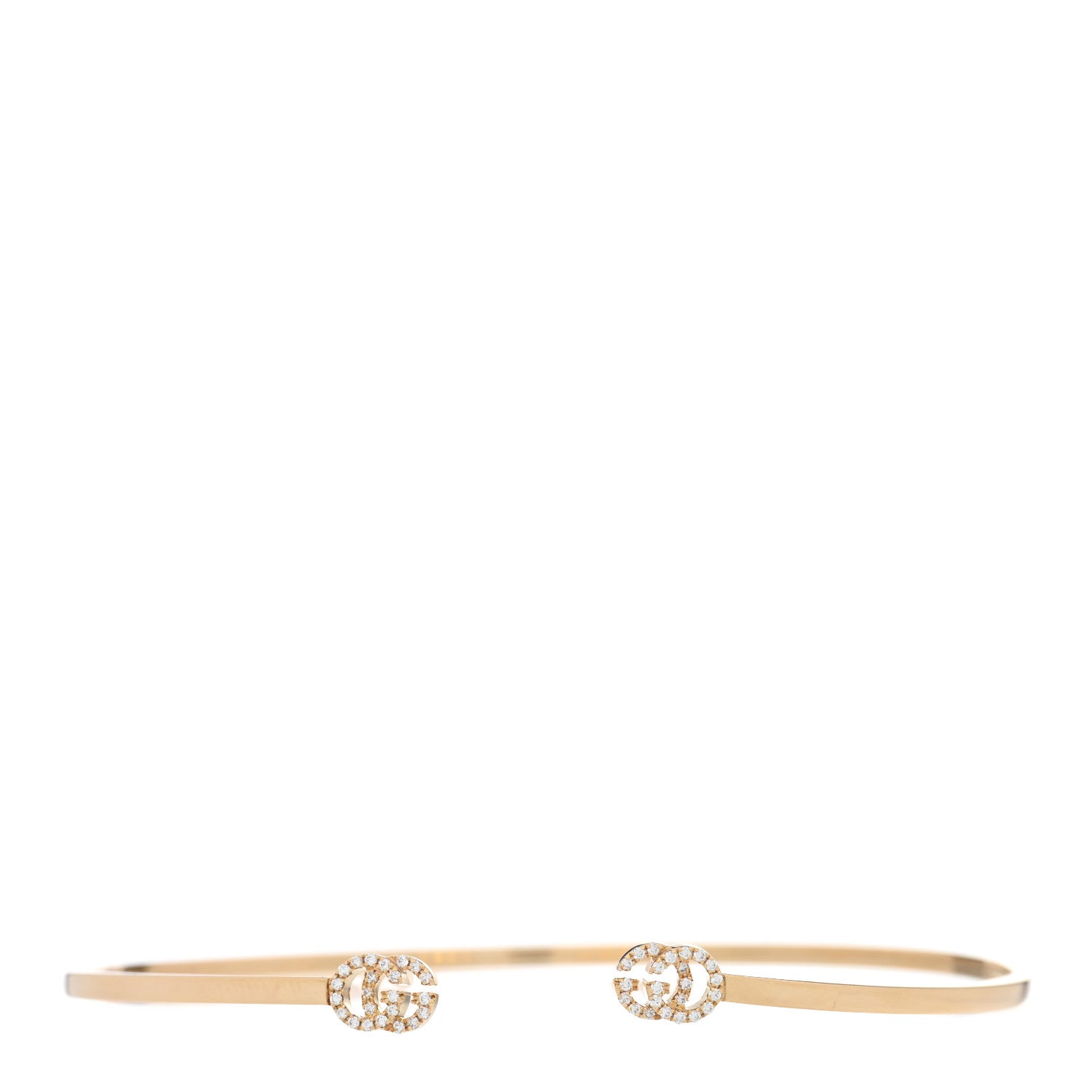Gucci 18K Yellow Gold Diamond GG Running Cuff Bracelet 1 of 3