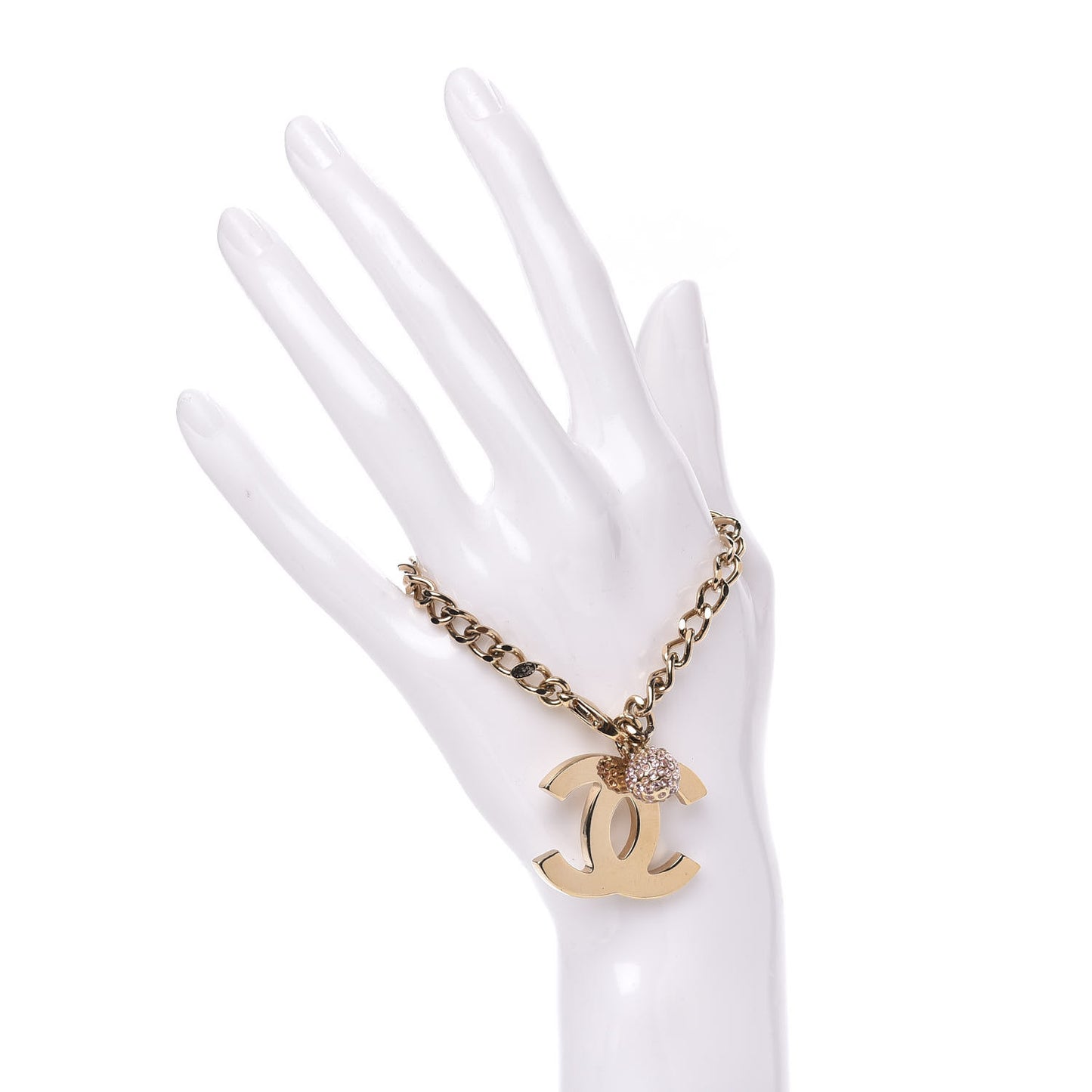 Crystal Bead Chain CC Bracelet Gold Pink
