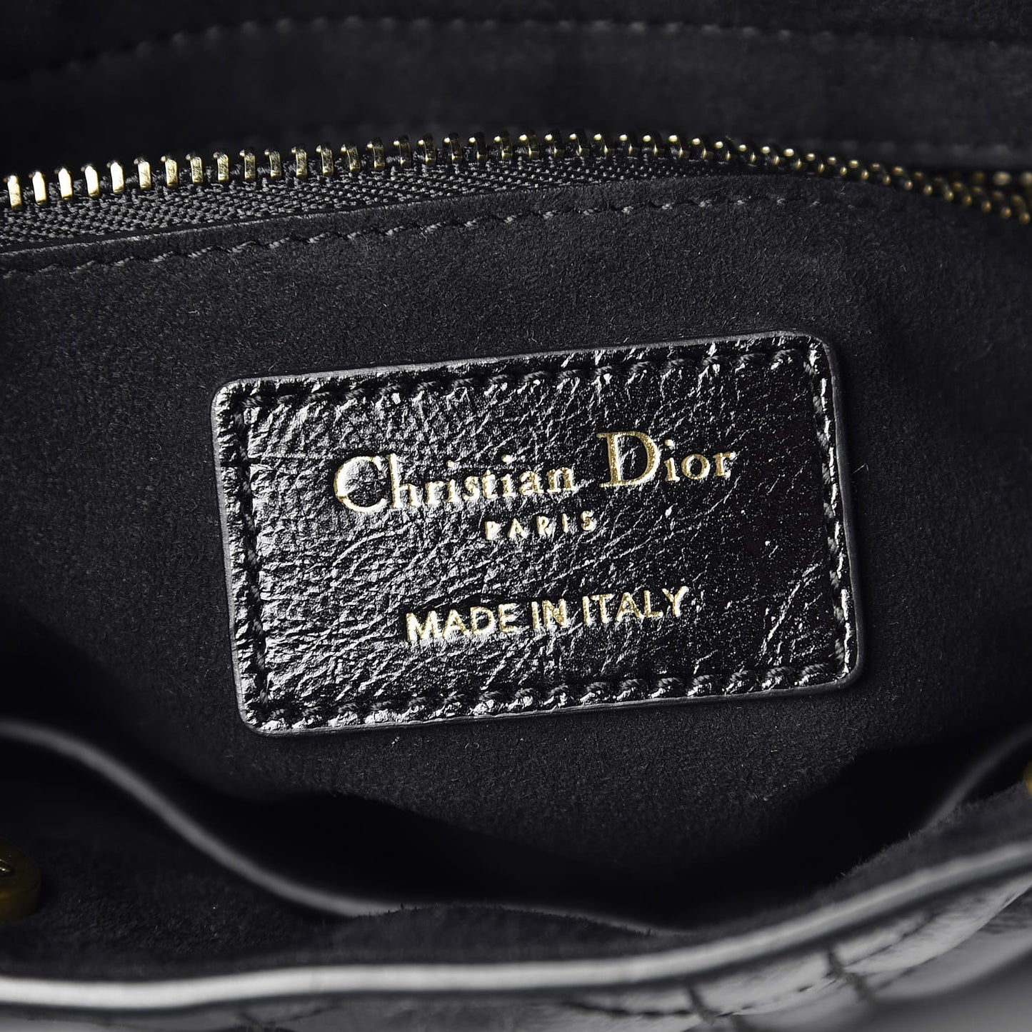 Crinkled Patent Cannage Small Lucky Badges My Lady Dior Black