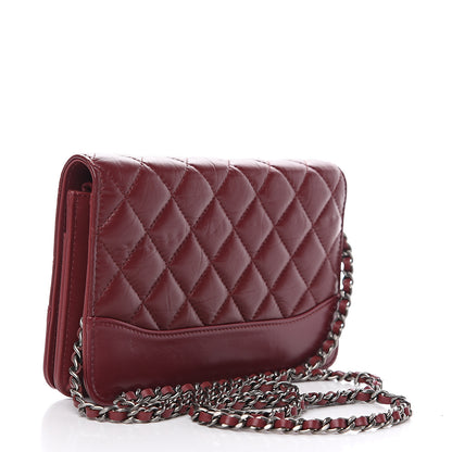 Chanel Aged Calfskin Quilted Gabrielle Wallet On Chain WOC Burgundy 2 of 13