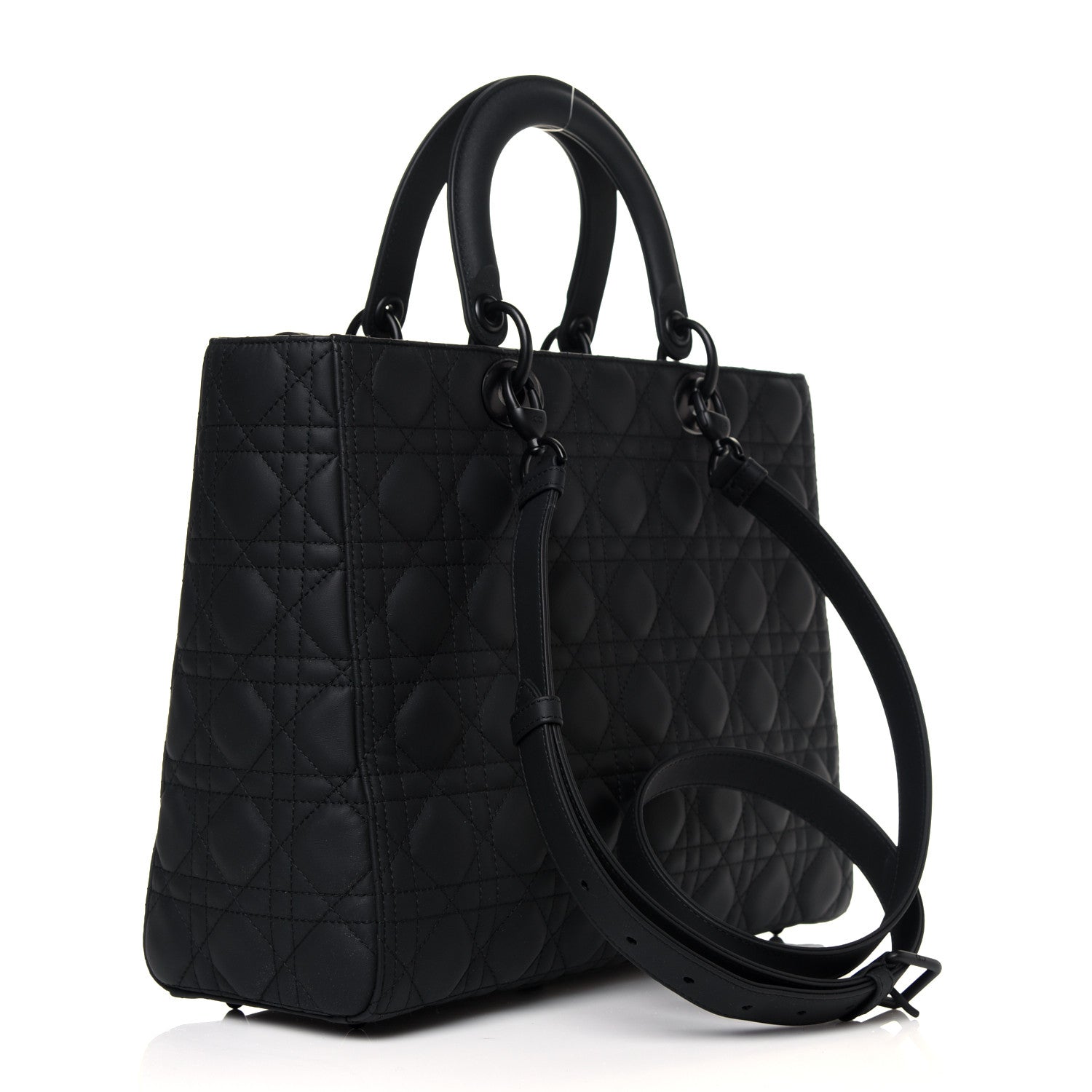 Christian Dior Ultra Matte Calfskin Cannage Large Lady Dior Black 2 of 12