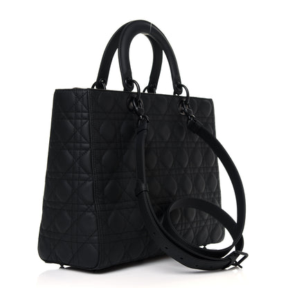 Christian Dior Ultra Matte Calfskin Cannage Large Lady Dior Black 2 of 12
