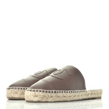 Chanel Calfskin CC Espadrille Mules 38 Beige 3 of 9
