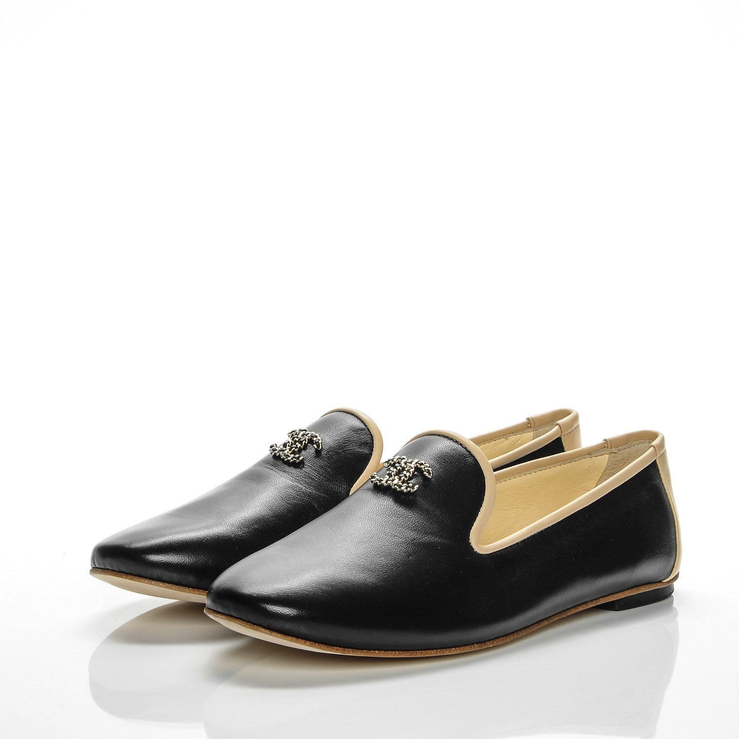 Chanel Lambskin CC Loafers 36.5 Black 3 of 7