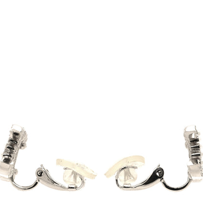 Chanel Crystal Pearl CC Clip On Earrings Silver 3 of 5