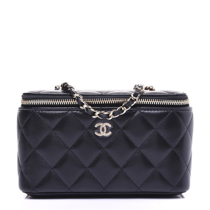 Chanel Lambskin Quilted Small Vanity Case With Chain Black 1 of 15