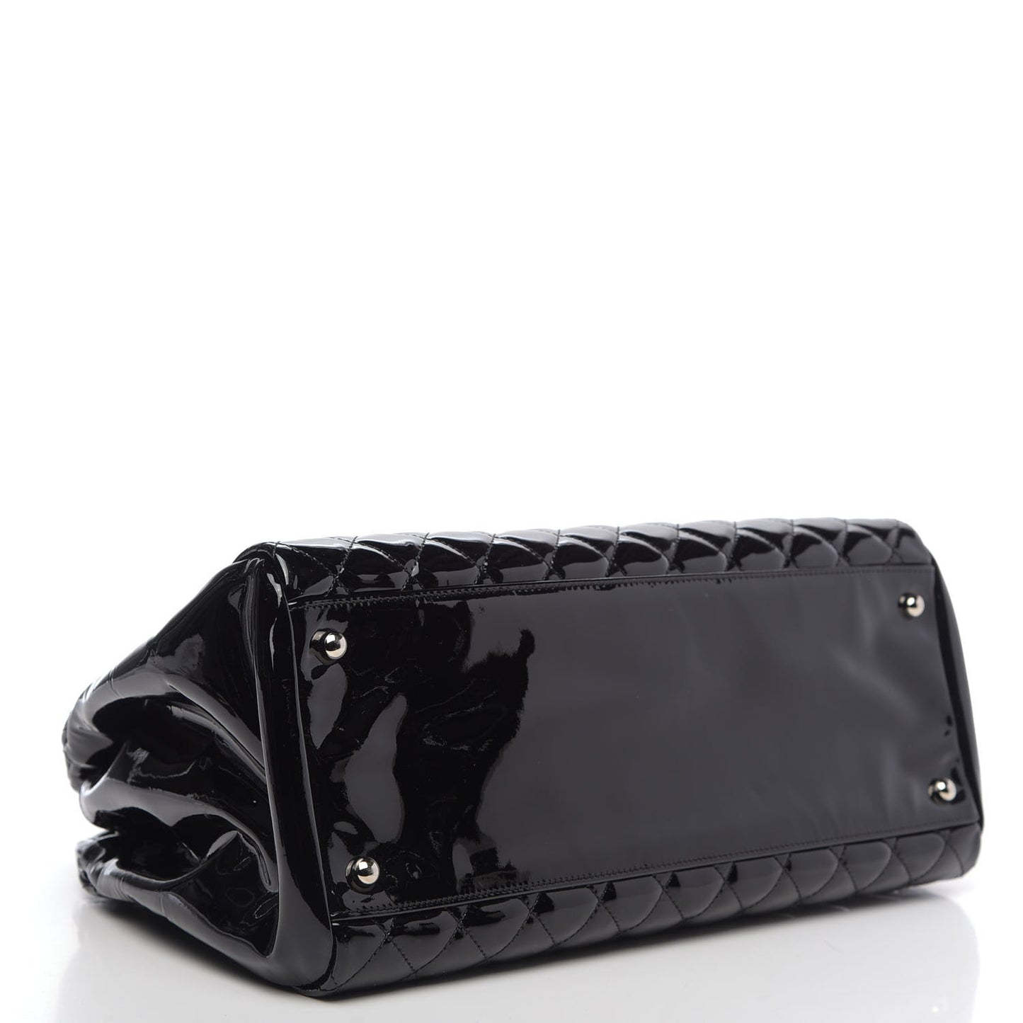 Patent Quilted Large Just Mademoiselle Bowling Bag Black