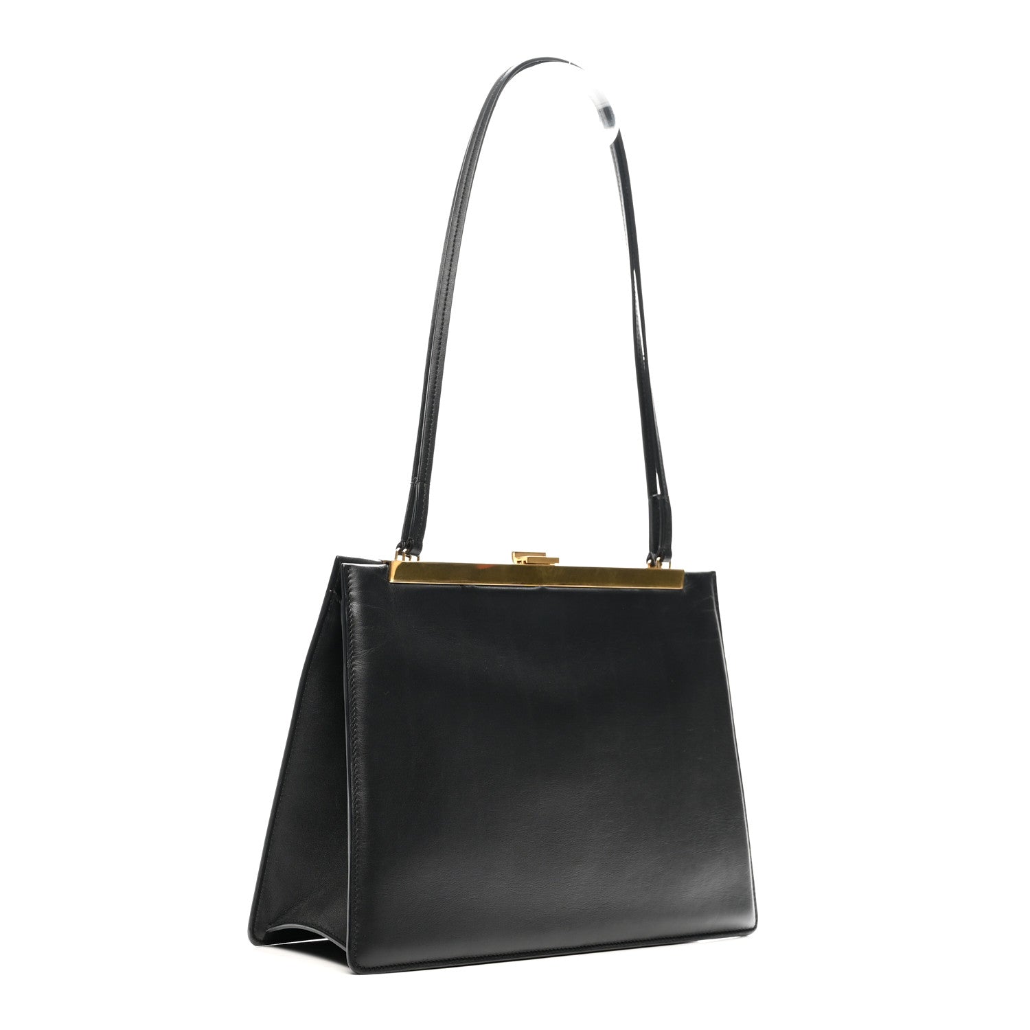 Celine Smooth Calfskin Medium Clasp Shoulder Bag Black 3 of 14
