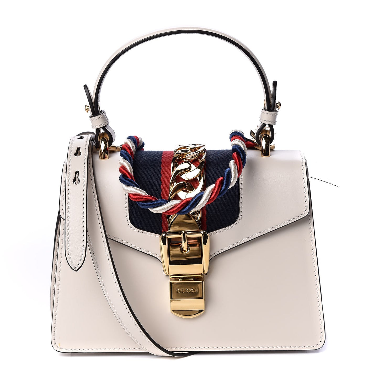 Calfskin Mini Sylvie Top Handle Bag White