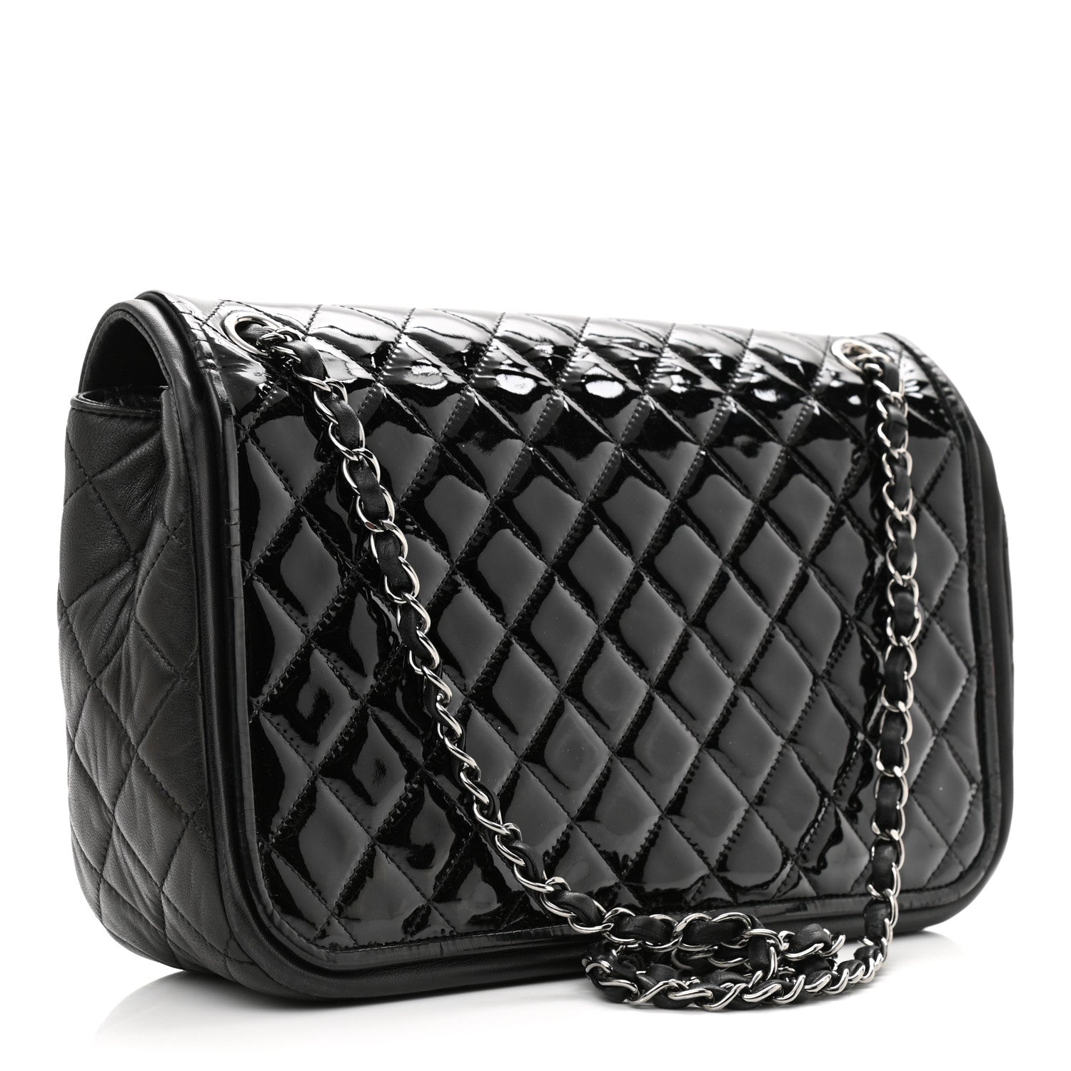 Chanel Patent Quilted Jumbo Classic Twist Flap Bag Black 2 of 11