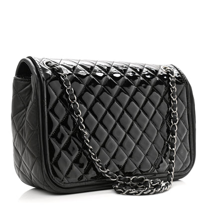 Chanel Patent Quilted Jumbo Classic Twist Flap Bag Black 2 of 11