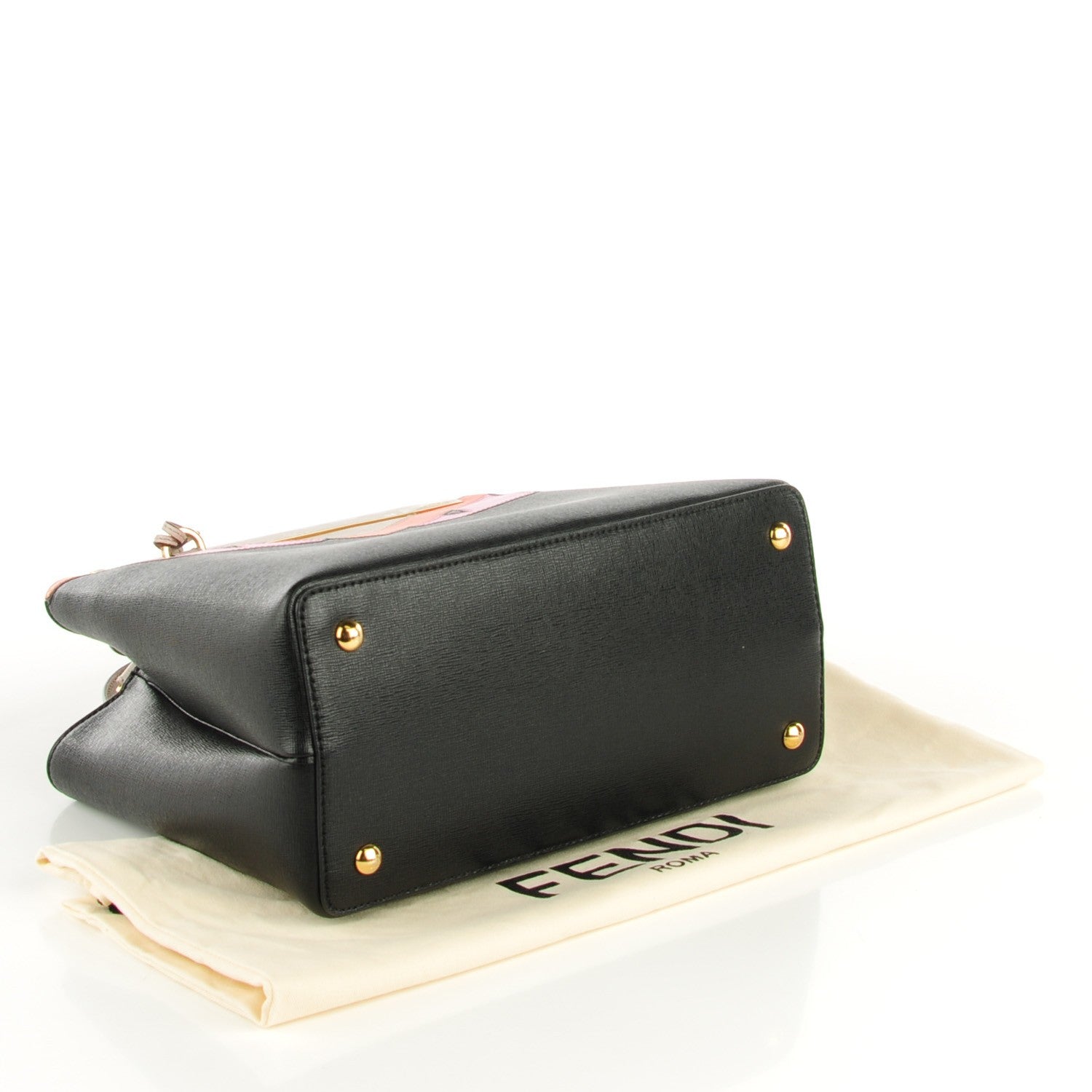 Fendi Vitello Elite Monster Petite 2Jours Tote Multicolor Black Grigio Polvere Multicolor 4 of 9