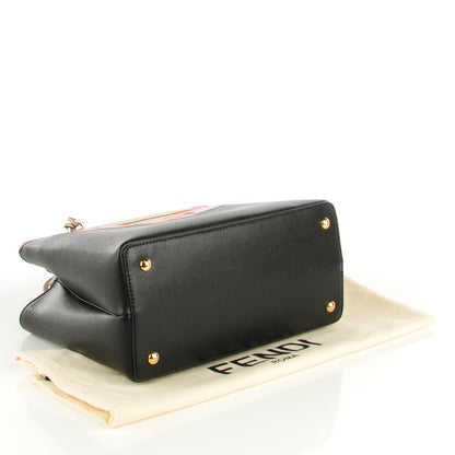 Fendi Vitello Elite Monster Petite 2Jours Tote Multicolor Black Grigio Polvere Multicolor 4 of 9