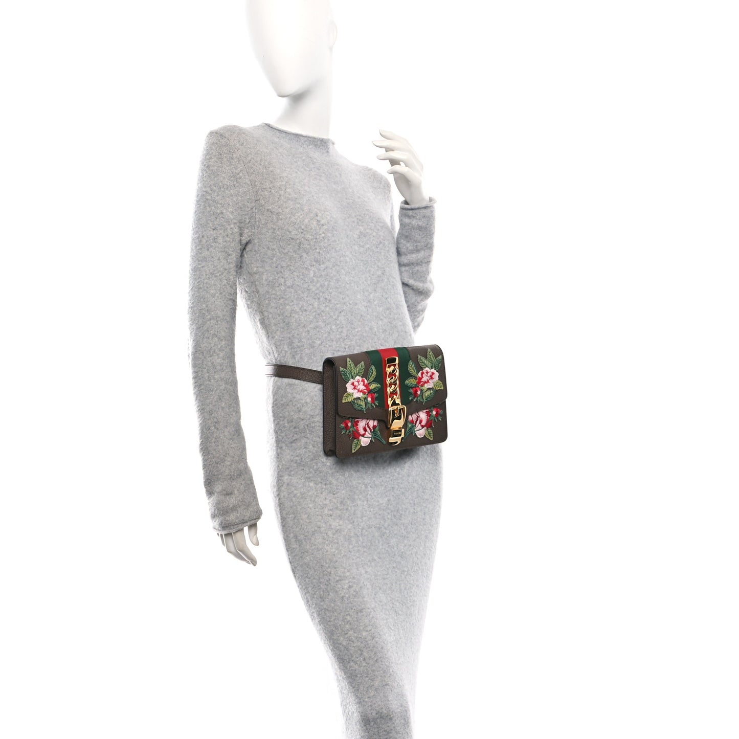 Calfskin Embroidered Sylvie Belt Bag 75 30 Brown