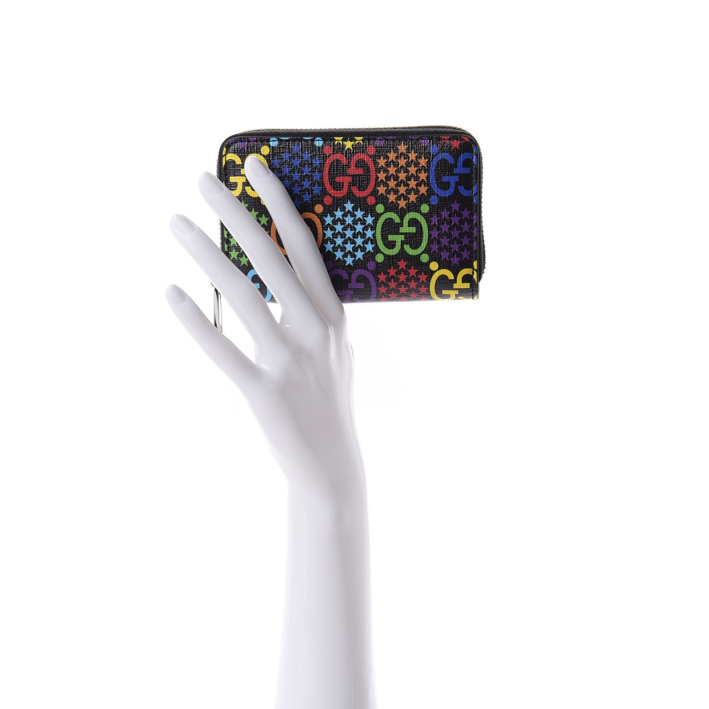GG Supreme Monogram Psychedelic Zip Around Card Case Wallet Black