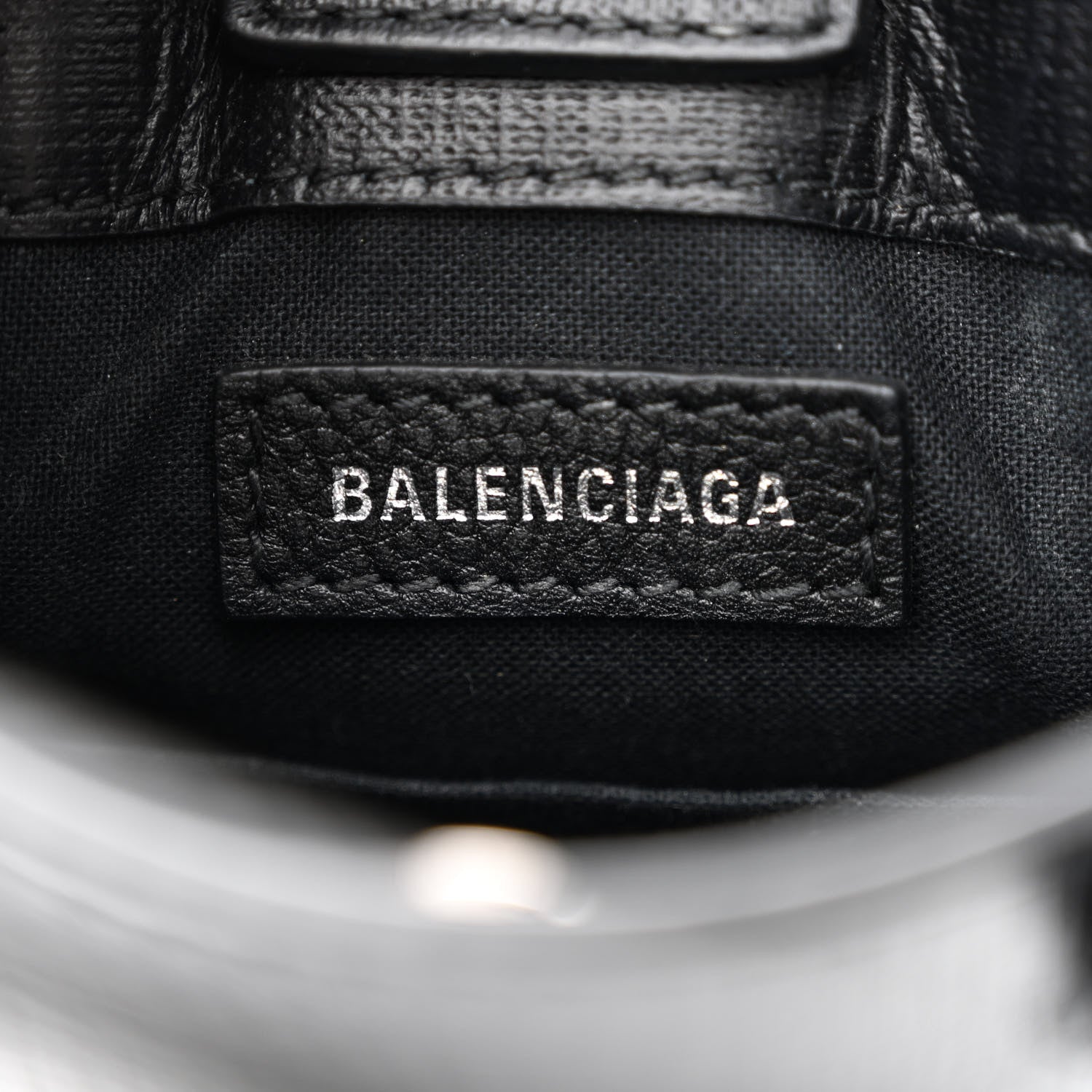 Balenciaga Squared Calfskin Logo Shopping Phone Holder Bag Black 6 of 10