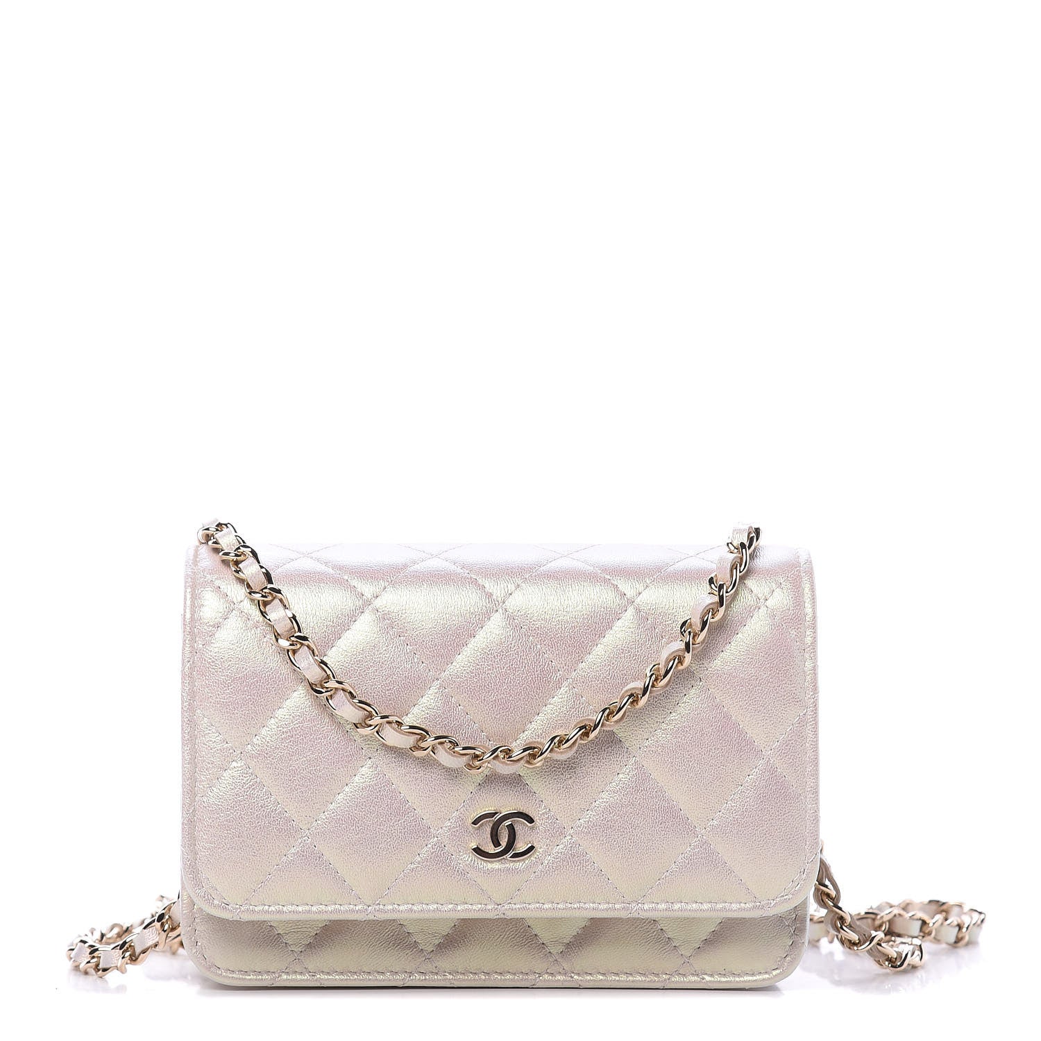 Chanel Iridescent Lambskin Quilted Mini Wallet On Chain WOC Ivory 1 of 11