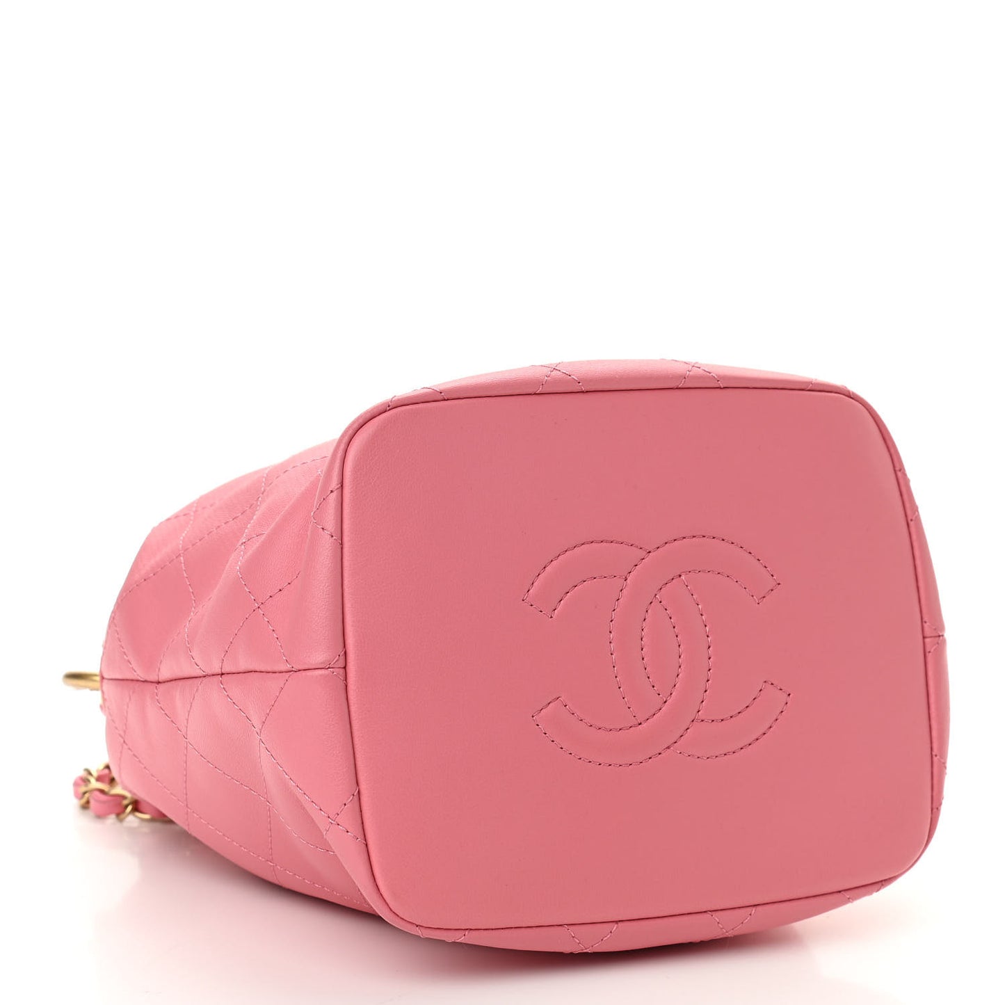 Lambskin Quilted Antique Signs Drawstring Bag Pink